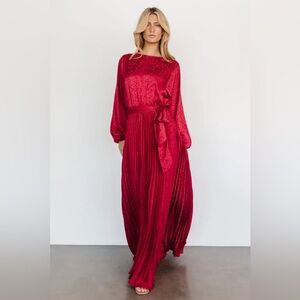 NEW Baltic Born Marva Pleated Maxi Dress in Wine Womens  Large